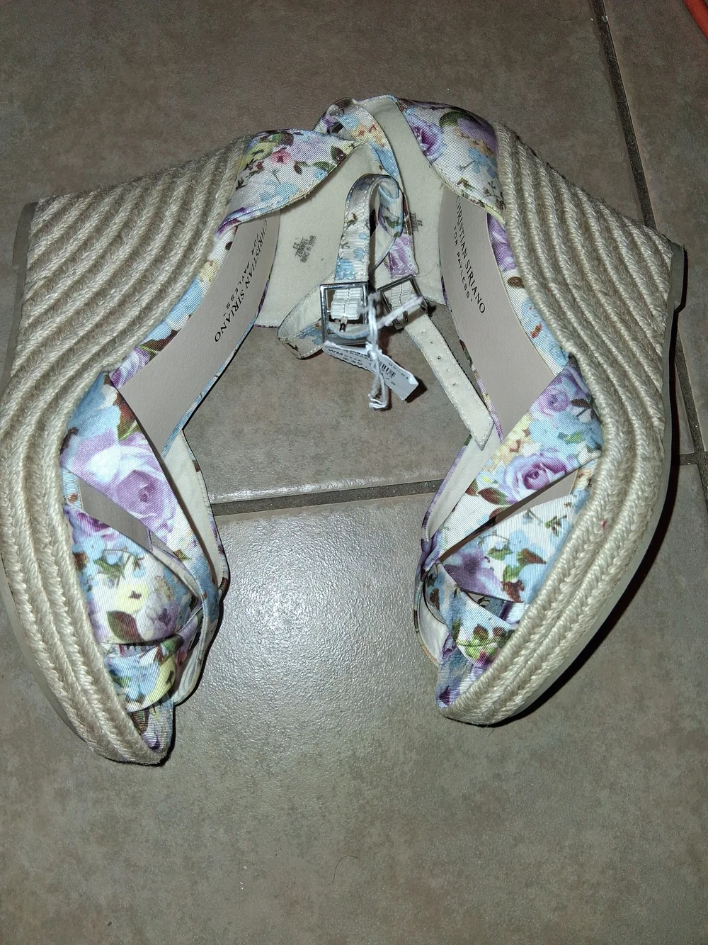 Christian Siriano Floral Ankle-Strap Wedge Sandals - Purple Multi
